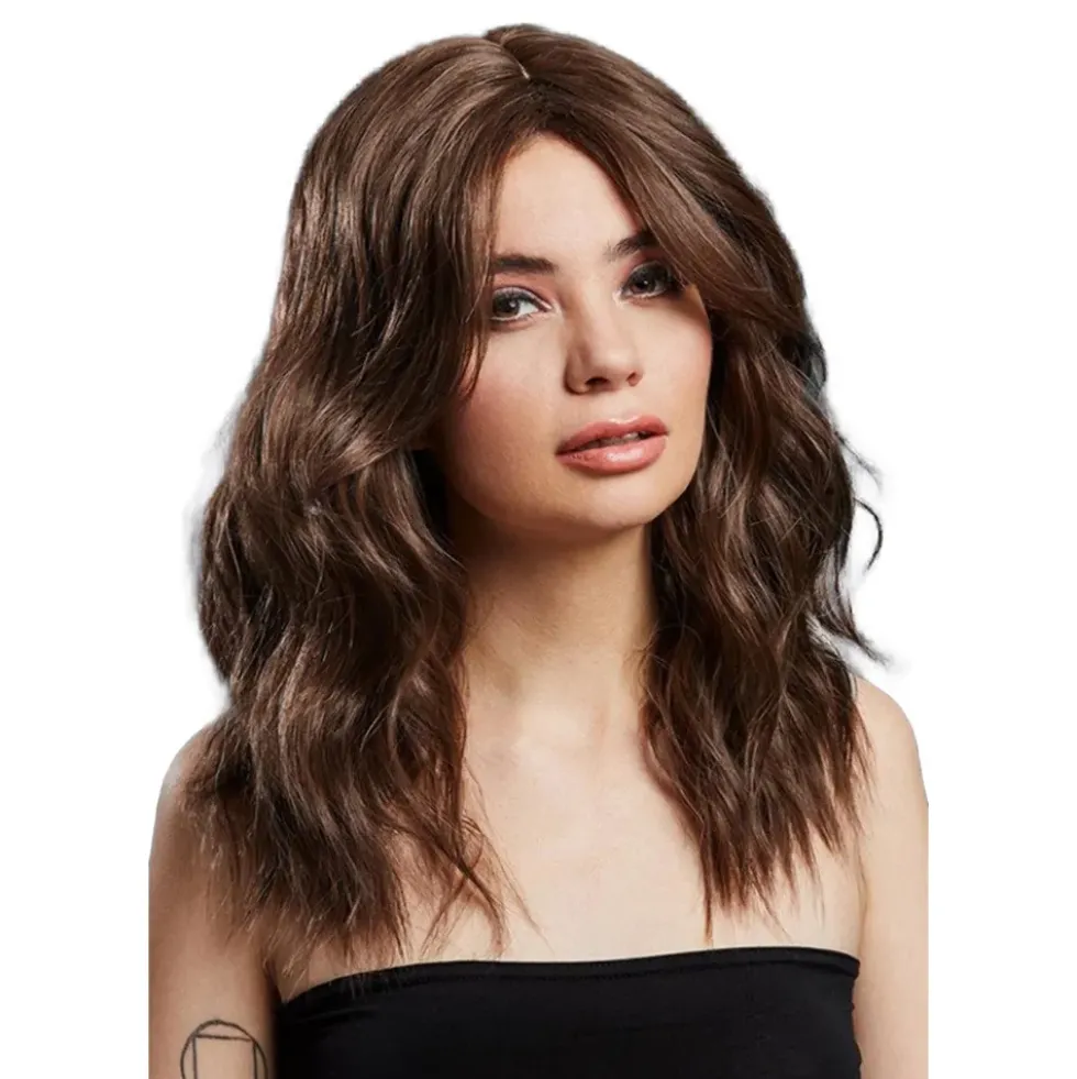 Ashley Lång Brun Vågig Deluxe Peruk
