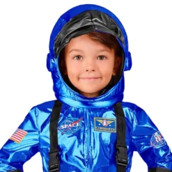 Astronaut Blå Metallic Barn Maskeraddräkt