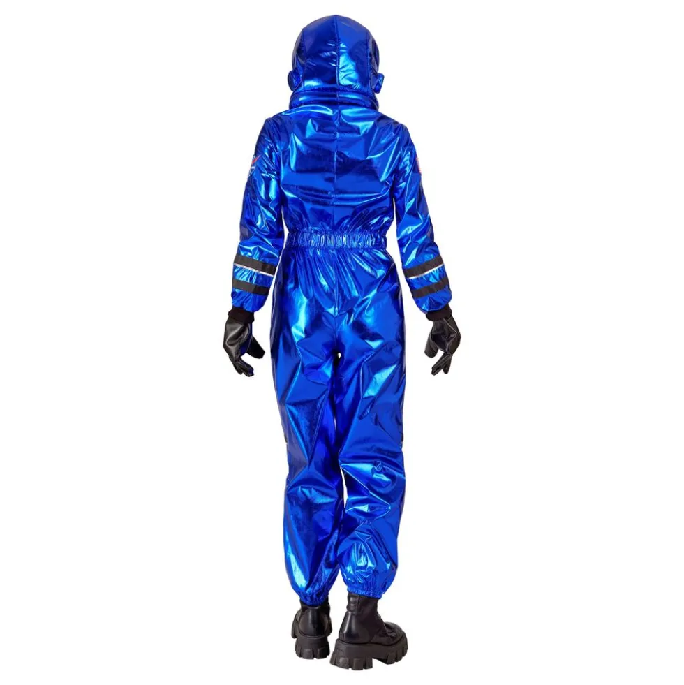 Astronaut Blå Metallic Dam Maskeraddräkt