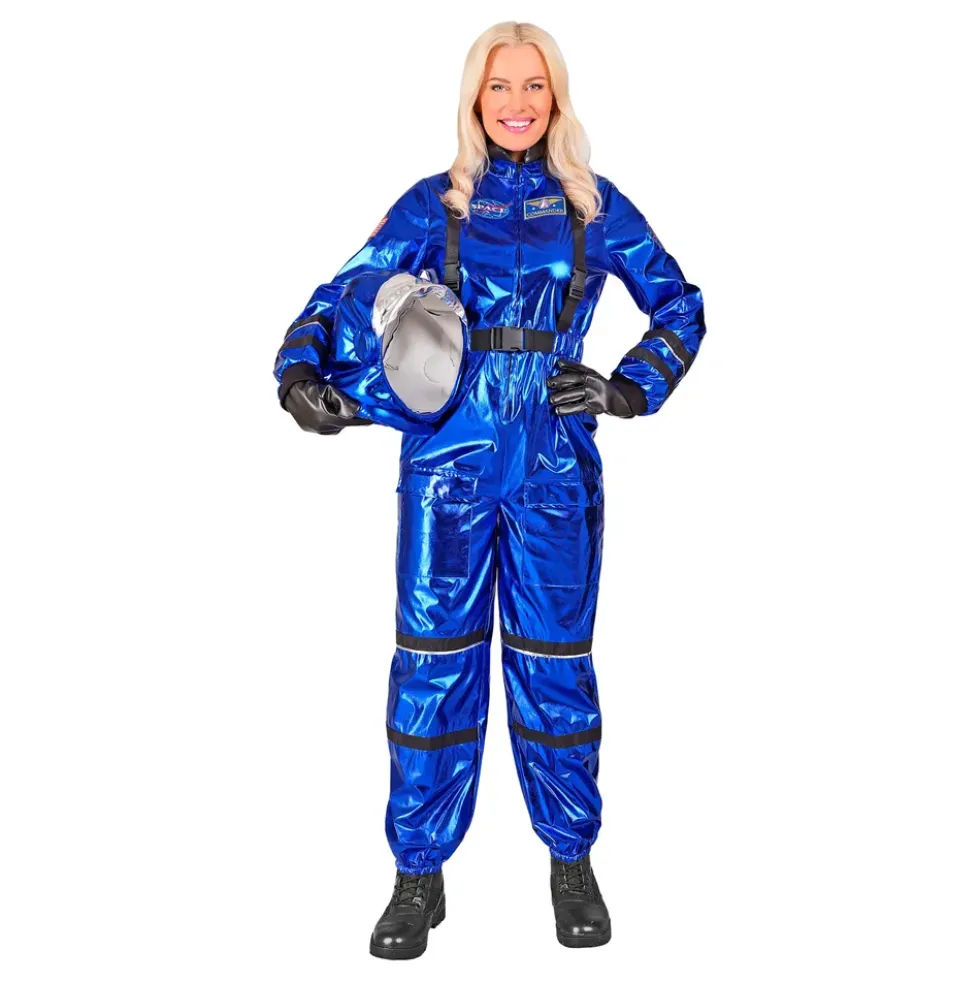 Astronaut Blå Metallic Dam Maskeraddräkt