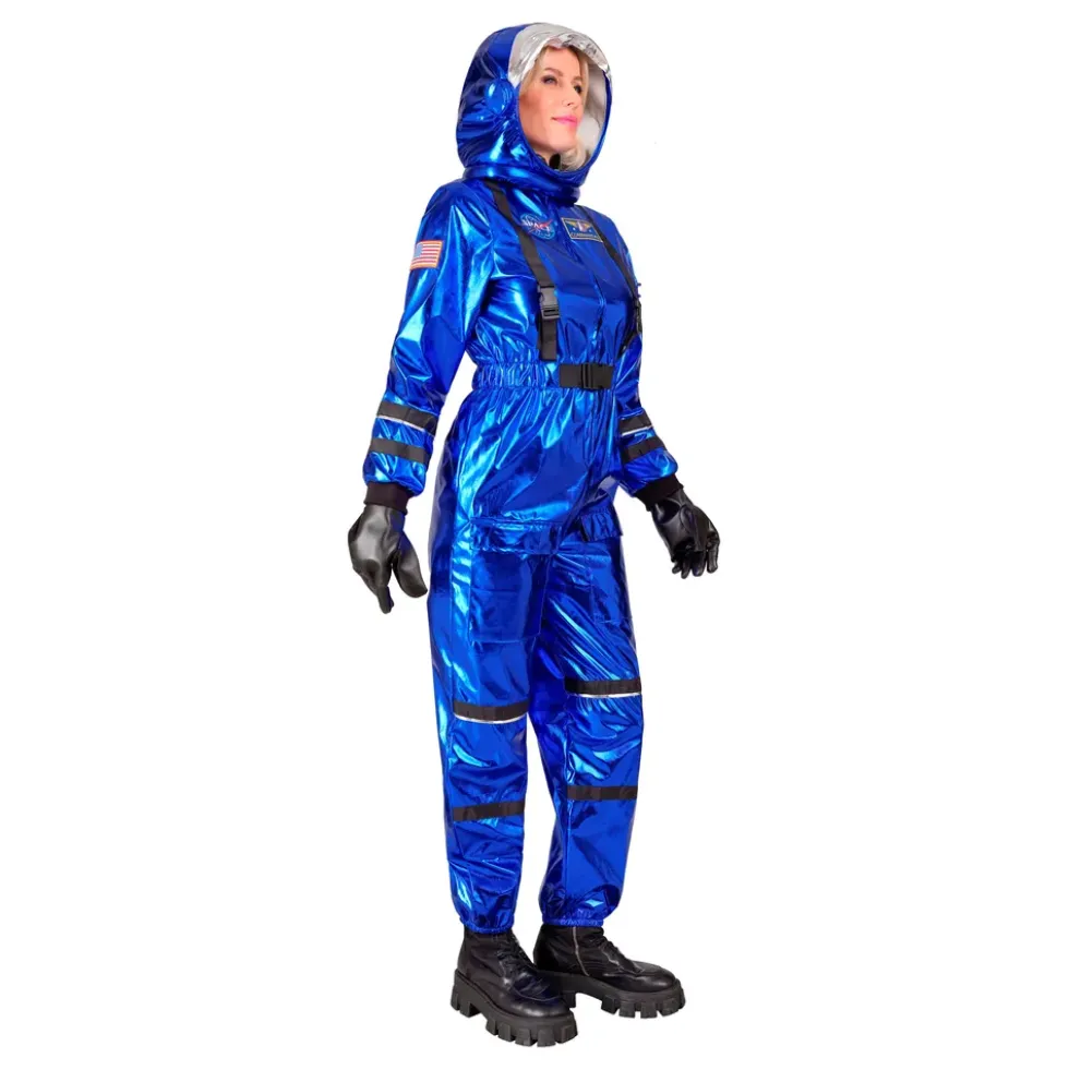 Astronaut Blå Metallic Dam Maskeraddräkt