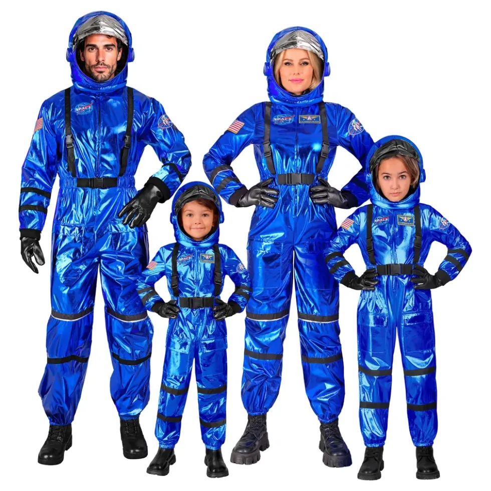 Astronaut Blå Metallic Dam Maskeraddräkt