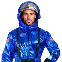 Astronaut Blå Metallic Herr Maskeraddräkt