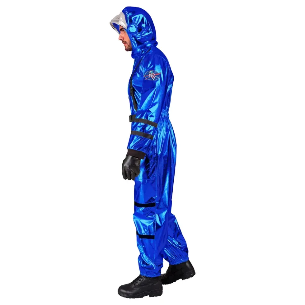 Astronaut Blå Metallic Herr Maskeraddräkt
