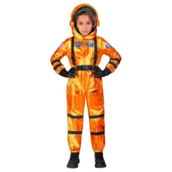 Astronaut Orange Metallic Barn Maskeraddräkt