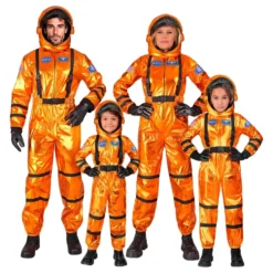 Astronaut Orange Metallic Herr Maskeraddräkt