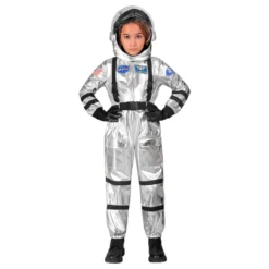 Astronaut Silver Metallic Barn Maskeraddräkt