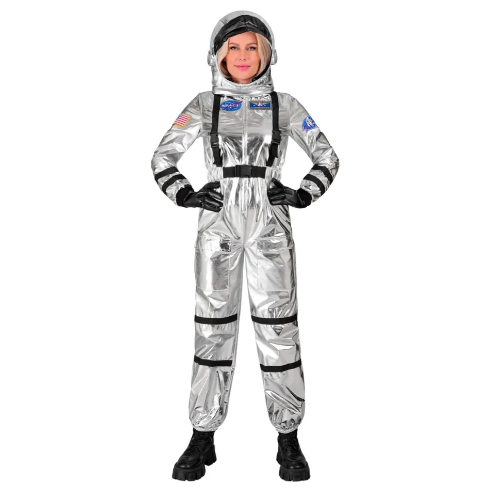 Astronaut Silver Metallic Dam Maskeraddräkt