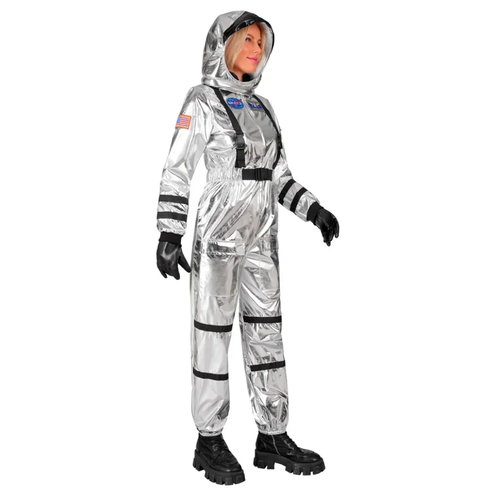 Astronaut Silver Metallic Dam Maskeraddräkt