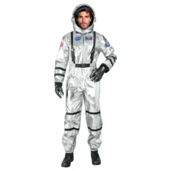 Astronaut Silver Metallic Herr Maskeraddräkt