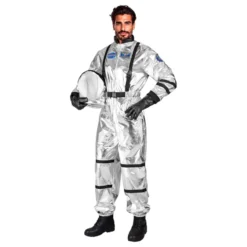 Astronaut Silver Metallic Herr Maskeraddräkt