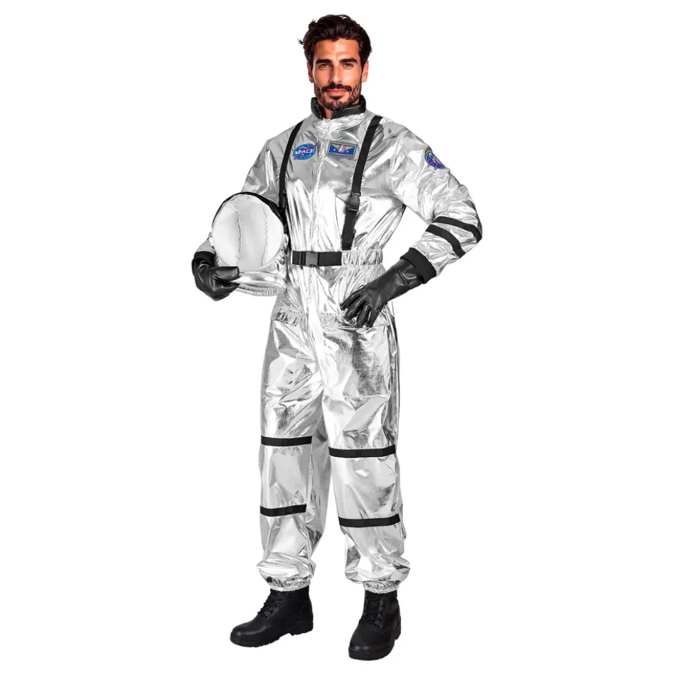 Astronaut Silver Metallic Herr Maskeraddräkt