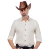 Autentisk Western Skjorta Herr Naturvit