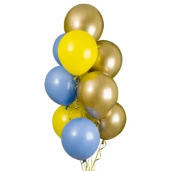 Ballongbukett Gul/Blå/Guld