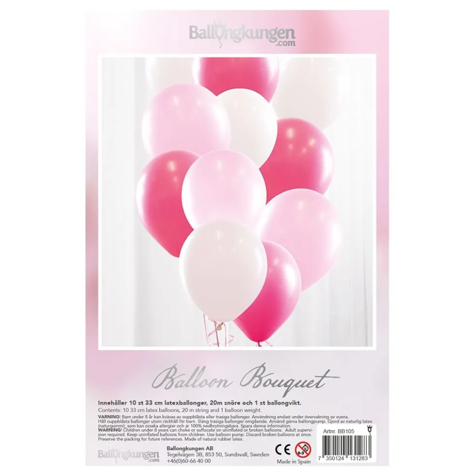 Ballongbukett Rosa/Vit