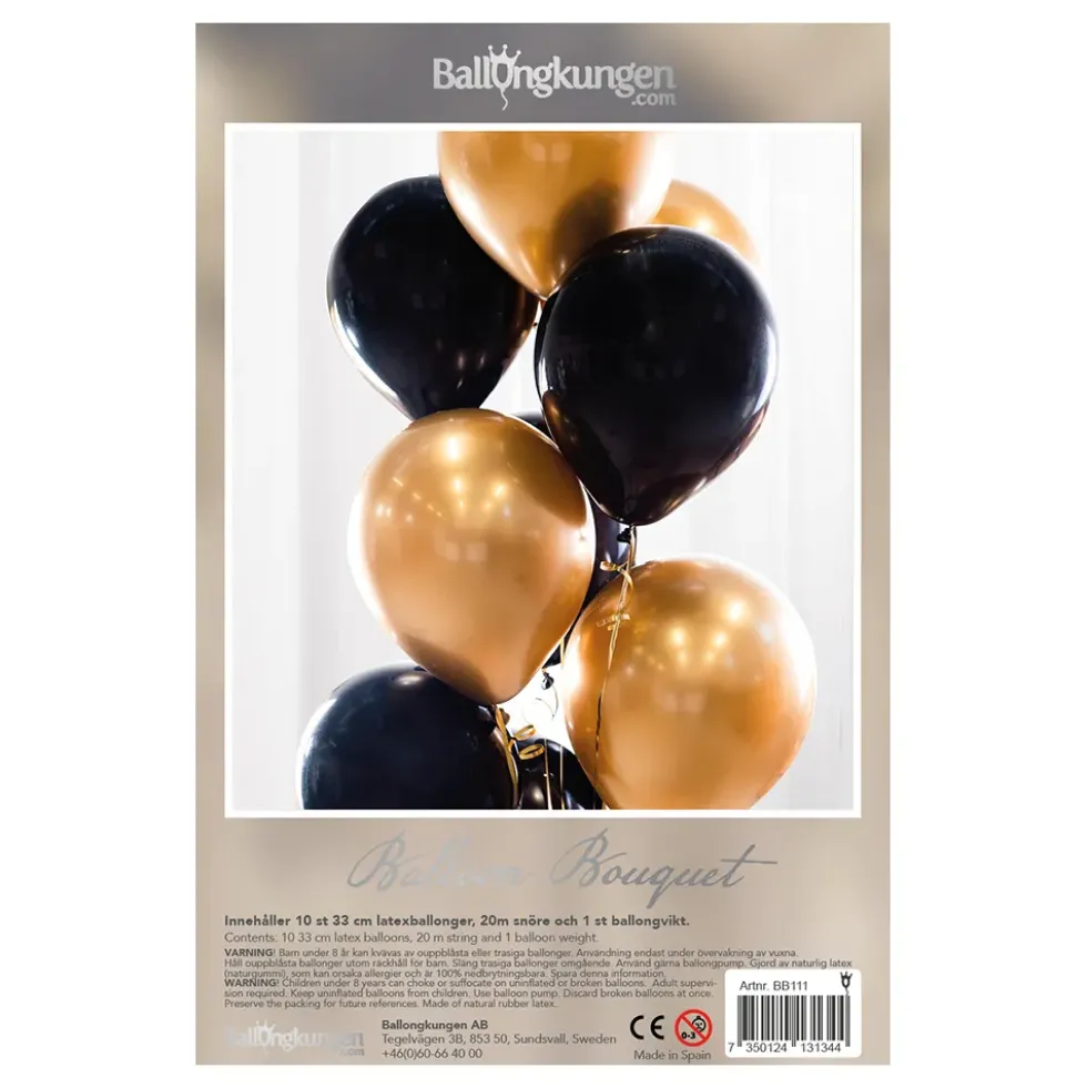 Ballongbukett Svart/Guld
