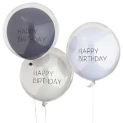 Ballonger Dubbla Happy Birthday Blå