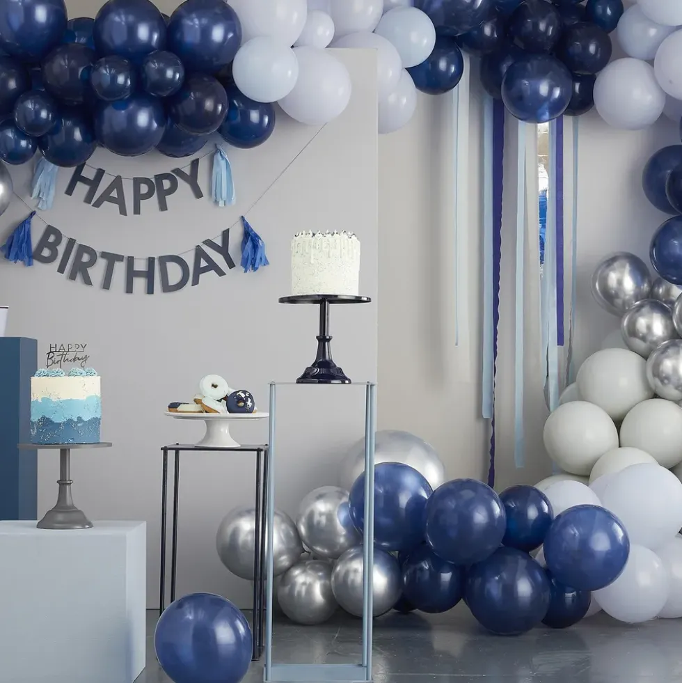 Ballonger Dubbla Happy Birthday Blå