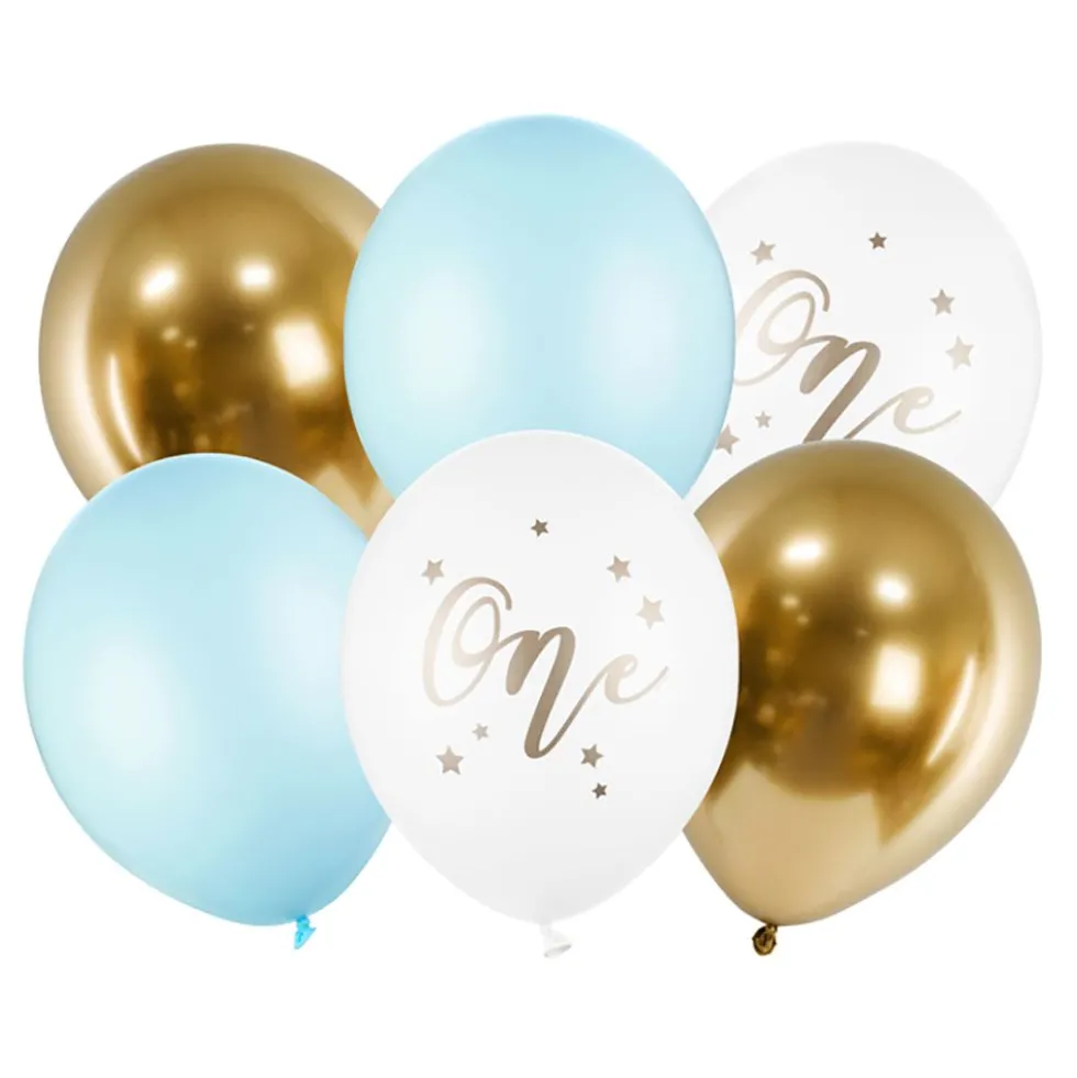 Ballonger One Ljusblå/Guld