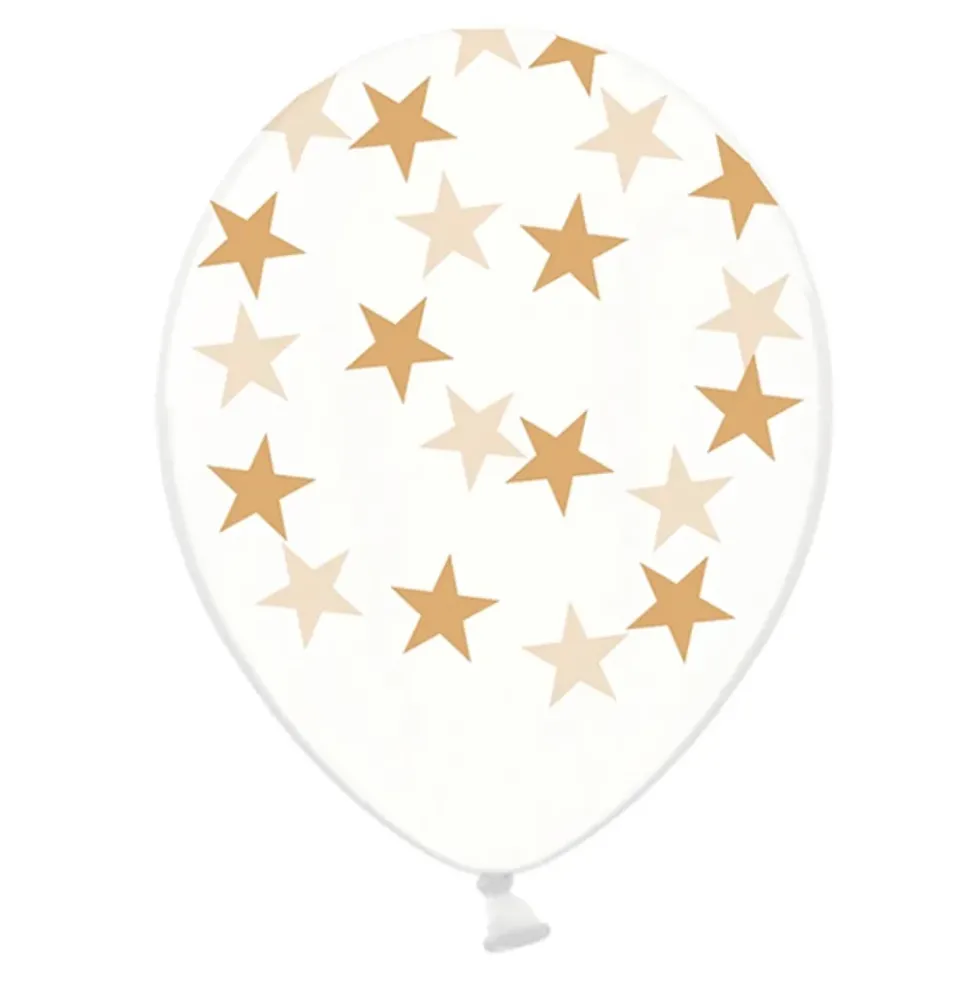 Ballonger Transparenta med Guldstjärnor