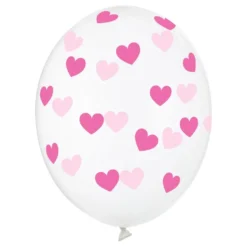 Ballonger Transparenta med Rosa Hjärtan