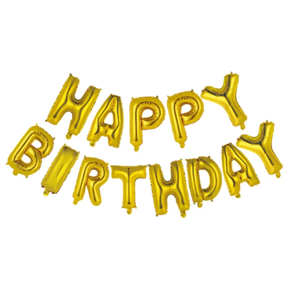 Ballonggirlang Happy Birthday Guld