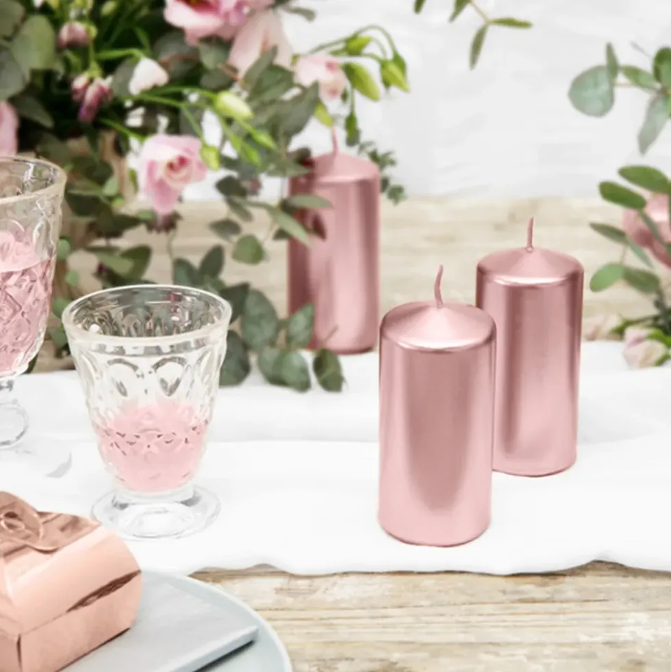 Blockljus Metallic Roséguld