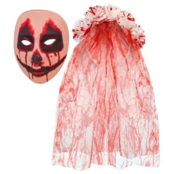 Blodig Brud Mask med Slöja