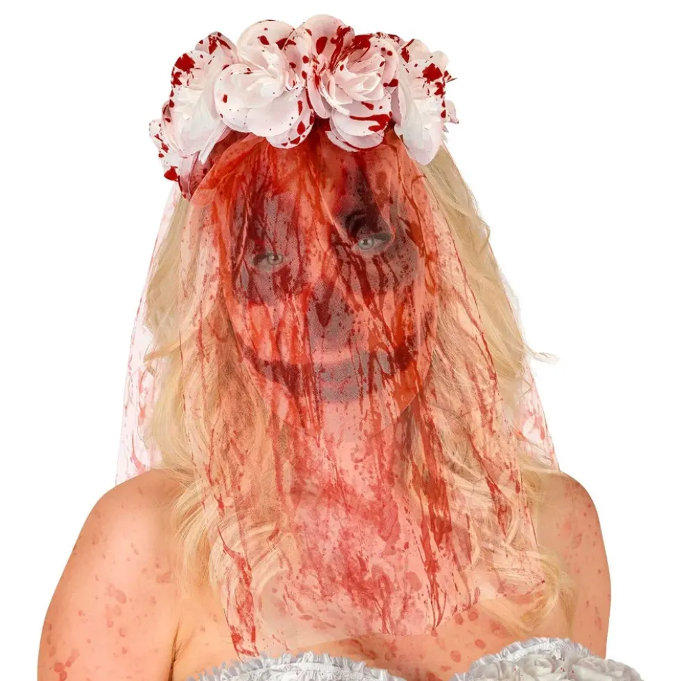 Blodig Brud Mask med Slöja