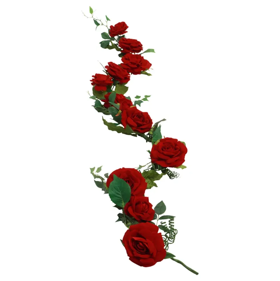 Blomgirlang Rosor Röda i Sammet Deluxe