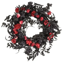 Blomsterkrans Halloween Svart/Röd