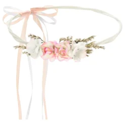 Blomsterkrans Vit/Rosa med Rosett
