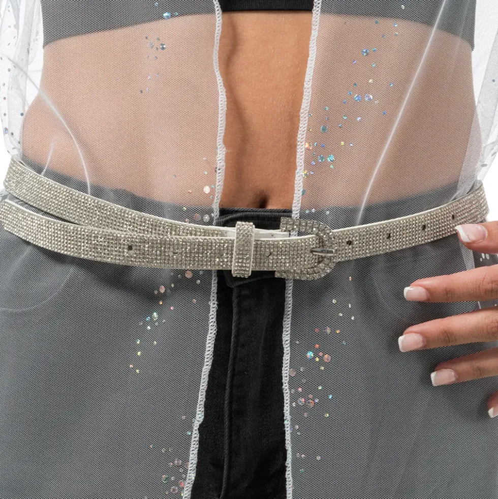 Bälte med Strass Vit