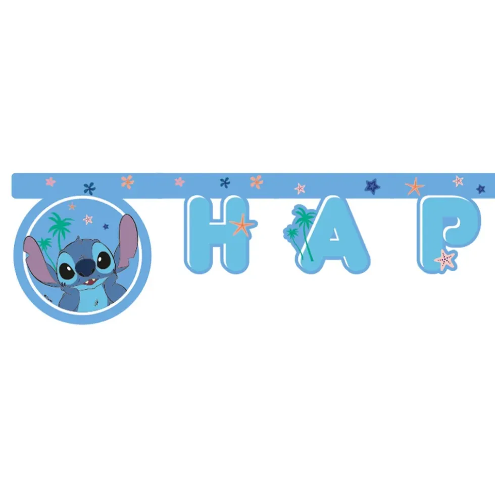 Bokstavsgirlang Happy Birthday Stitch & Angel