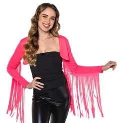 Bolero med Fransar Neonrosa UV