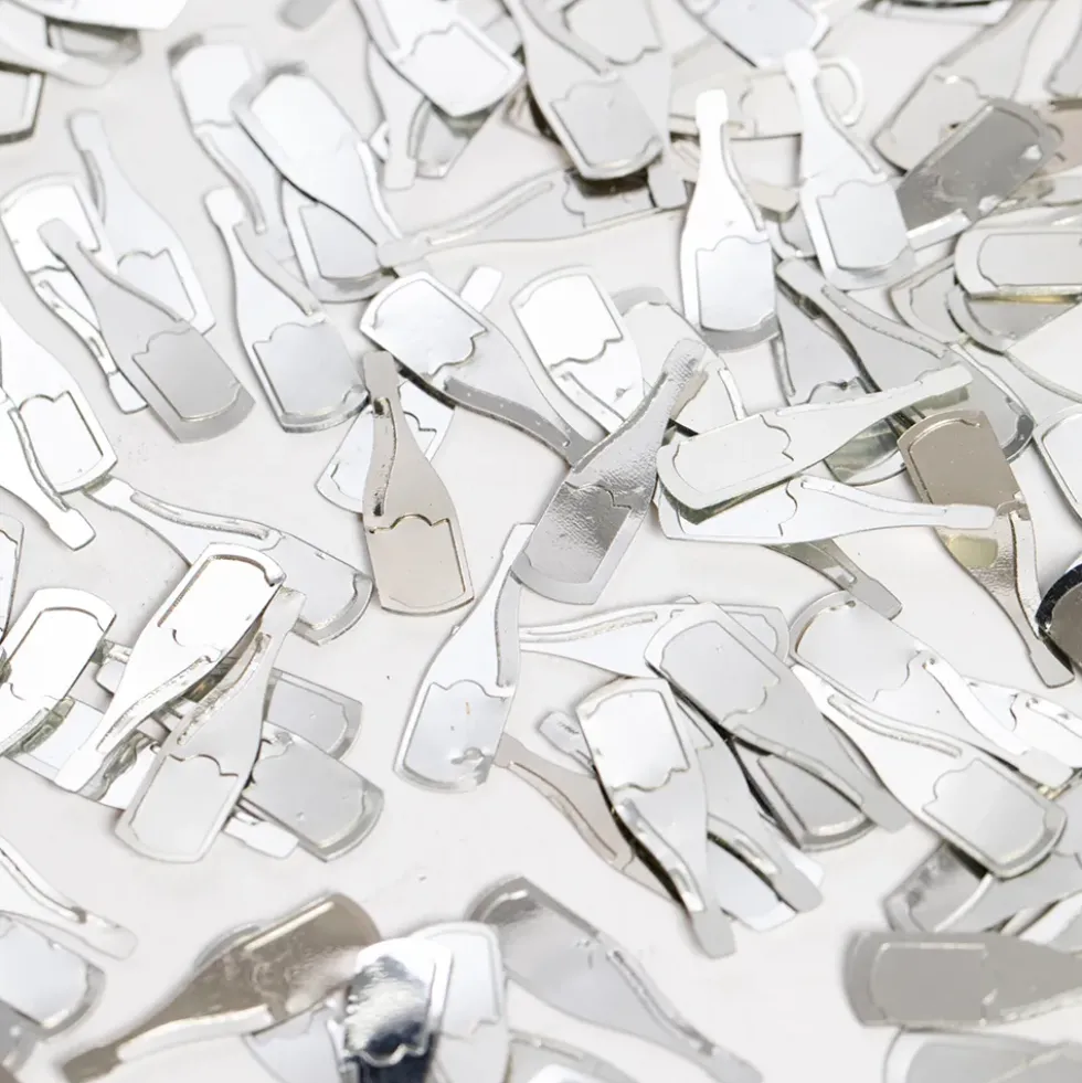 Bordskonfetti Champagneflaskor Silver Metallic