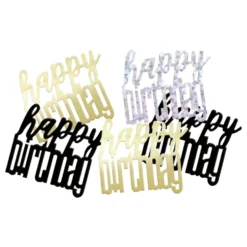 Bordskonfetti Happy Birthday Silver/Guld/Svart