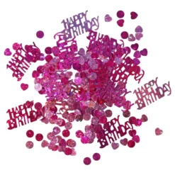 Bordskonfetti Happy Birthday Rosa Metallic
