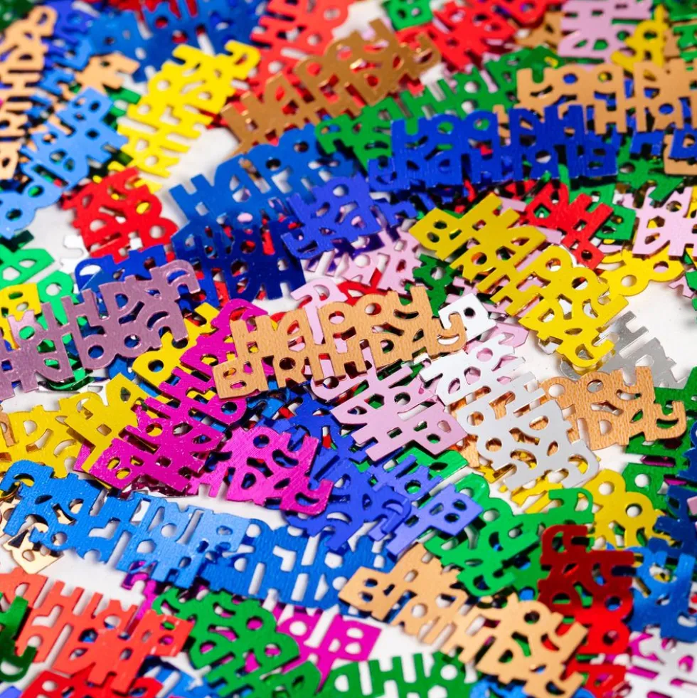 Bordskonfetti Happy Birthday Färgmix Metallic