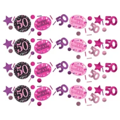 Bordskonfetti 50 Svart/Rosa Glitter