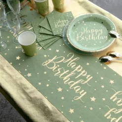 Bordslöpare Happy Birthday Grön/Guld