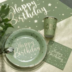 Bordslöpare Happy Birthday Grön/Guld