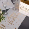 Bordslöpare Happy Birthday Vit/Guld