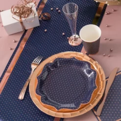 Bordslöpare Prickig Navy/Roséguld