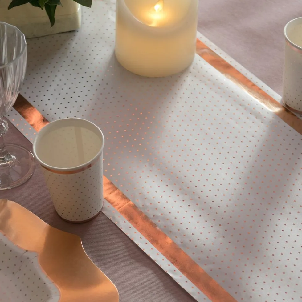 Bordslöpare Prickig Vit/Roséguld
