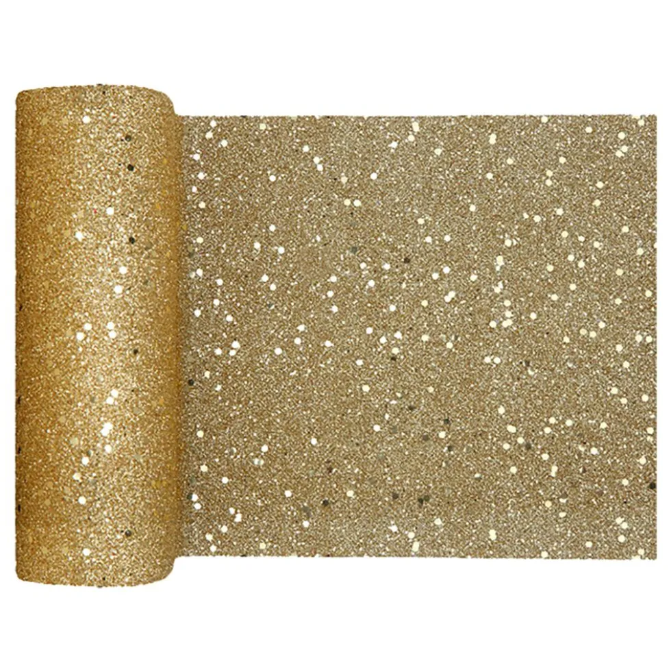 Bordslöpare Tjock Guld Glitter