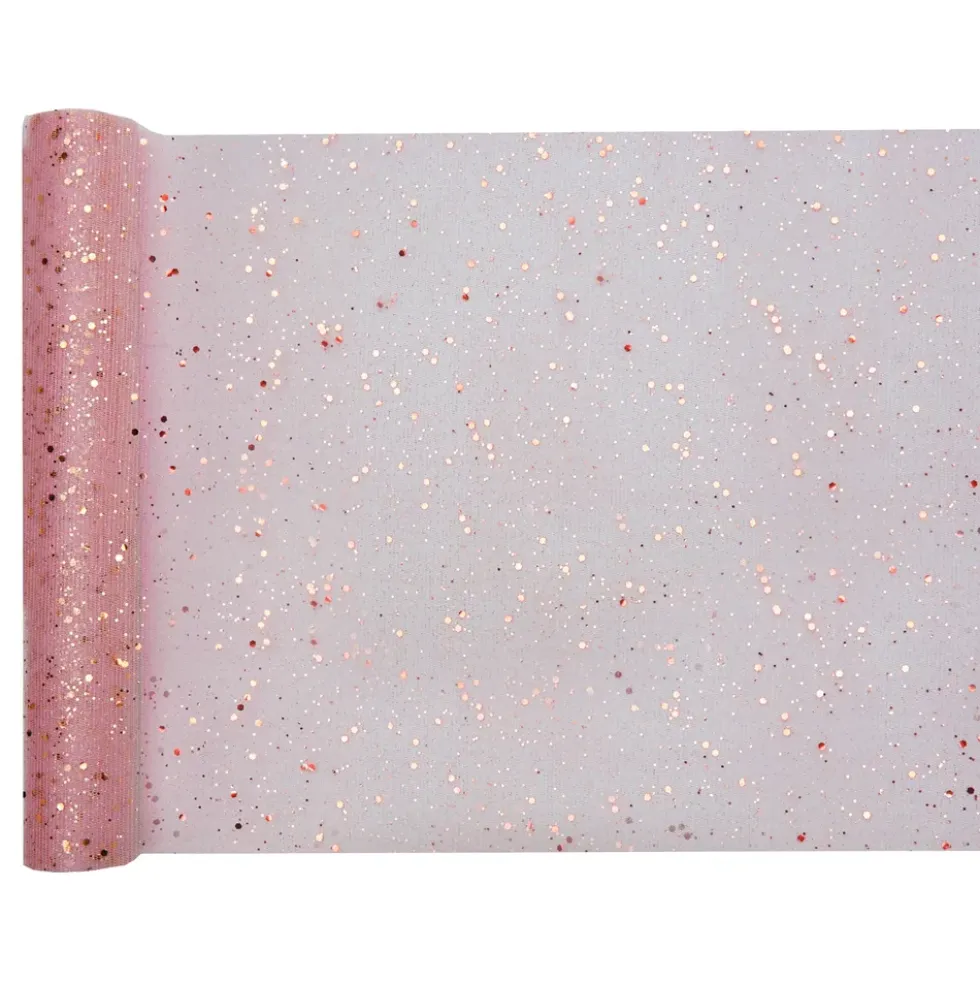 Bordslöpare Tyll Glitter Roséguld