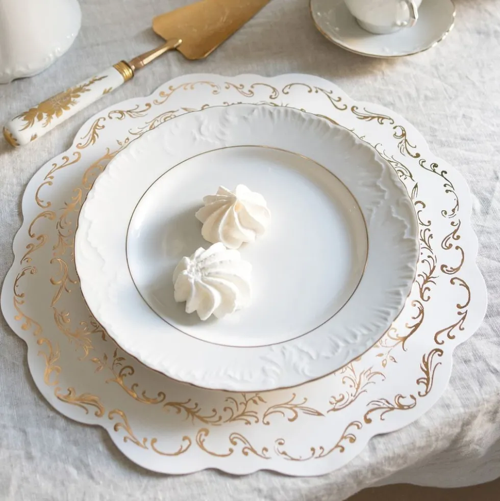 Bordstabletter Ornament Guld/Vit