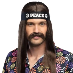 Brun Hippie Mustasch