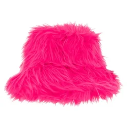 Bucket Hat Fluffig Neonrosa